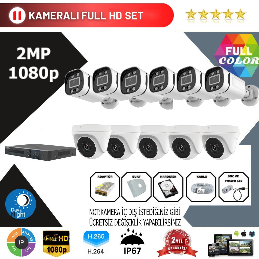 11 Kameralı 2MP Kamera Seti