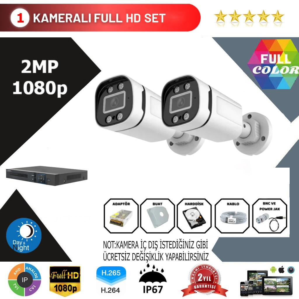 1 Kameralı 2MP Kamera Seti