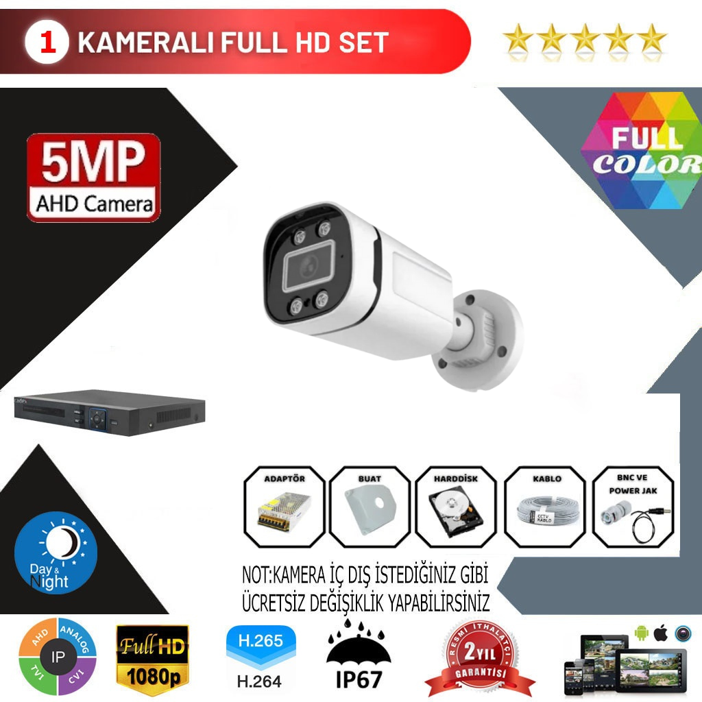 1 Kameralı 5MP Kurulum Dahil
